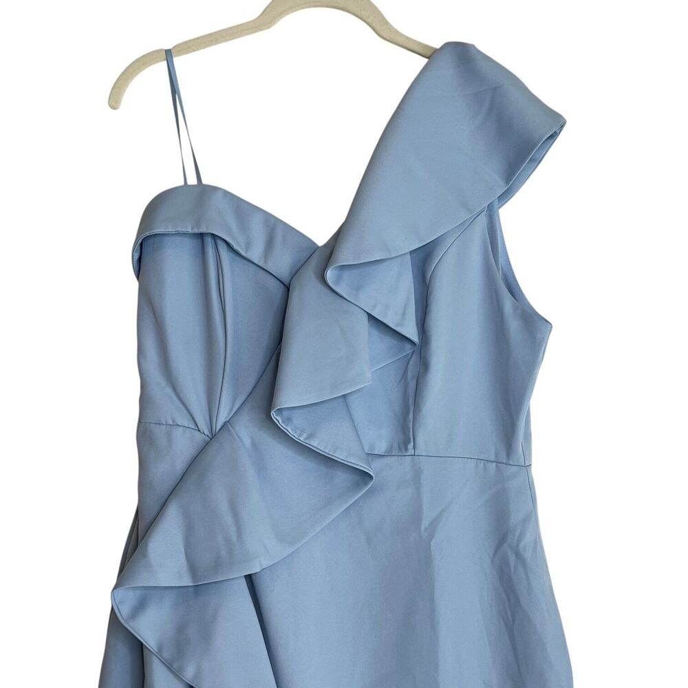 Do + Be Womens Special Occasion One Shoulder Ruffled Dress Size M Sky Blue New - Picture 3 of 10